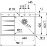 FRANKE évier CNG 611-78 TL/7 780x500mm blanc LED