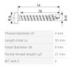 SPAX vis a bois 4x30 tete demi-rond PZ, W, 4C
