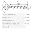 SPAX vis a bois 4,5x35mm tete fraisée PZ W 4C MH