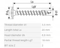 SPAX vis a bois 3,5x20mm tete lentille collerette PZ 4C MH