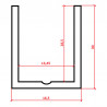 WC cabines Al profil U latéral elox 13 mm, longueur 2 m