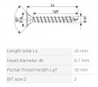 SPAX vis a bois 5x35 tete fraisée PZ,W,4C MH