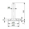 HETTICH 9318261 vis de réglage plinthe, M8, 100 mm