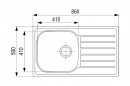 StrongSinks S1 Évier Mohan 860x500mm avec égouttoir montage supérieur inox satin