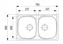 StrongSinks S1 évier Welland 780x480mm double pose sup inox poli