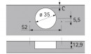 HETTICH 9088019 Sensys charniere angulaire appliquée 45°/95° TH vis a bois SiSy
