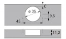 HETTICH Intermat 9966 32mm B-3,5 TB42 P2O
