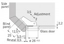 HETTICH 69600 Perfekt 5204 slide-on encastré 45° verre percé