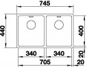 BLANCO 522983 évier Andano 340/340-U InFino sans tirant acier inoxydable soie br