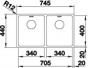 BLANCO 522981 Évier Andano 340/340-IF InFino sans tige inox soyeux brillant