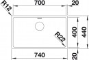 BLANCO 522969 Évier Andano 700-IF InFino sans tringle acier inox satiné brillant