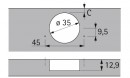 HETTICH 9088024 Sensys charniere angulaire encastrée 45°/95° TB vis a bois SiSy