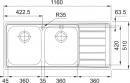 FRANKE Évier NEX 621/2P 1160x510mm inox
