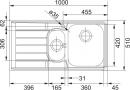 FRANKE Évier NEX 651/7L 1000x510mm inox