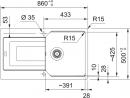 FRANKE Évier UBG 611-86 860x500mm blanc LED