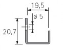 HETTICH 9136108 profilé de finition porte pour épaisseur porte 18-19 mm, U 2050