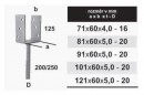 TK patte d'ancrage U2 étroite 71x60x4,16x250mm