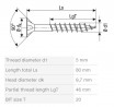 SPAX vis a bois 5x80/46mm tete fraisée TXS,W,4C MH filetage partiel
