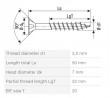 SPAX vis a bois 3,5x50/32mm tete fraisée TXS,W,4C MH filetage partiel