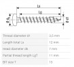SPAX vis a bois 3,5x12mm tete demi-ronde TXS,W,4C