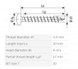 SPAX vis a bois 4,5x30 tete demi-ronde TXS,W,4C