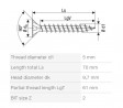 SPAX vis a bois 5x70mm tete fraisée PZ,W,4C MH