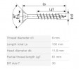 SPAX vis a bois 6x100/61mm tete fraisée TXS,W,4C MH filetage partiel