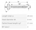 SPAX vis a bois 4x25 tete fraisée PZ,W,4C MH