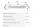 SPAX vis a bois 4x15 tete demi-ronde PZ,W,4C