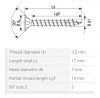 SPAX vis a bois 3,5x17mm tete fraisée PZ W 4C MH