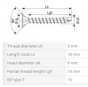 SPAX vis a bois 3x16mm tete fraisée TXS W 4C MH