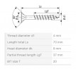 SPAX vis a bois 4x70/37mm tete fraisée TXS W 4C MH filetage partiel