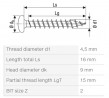 SPAX vis a bois 4,5x16mm tete demi-rond PZ W 4C