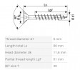 SPAX vis a bois 6x80mm tete fraisée TXS,W,4C MH