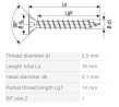 SPAX vis a bois 2,5x16mm tete fraisée PZ W 4C MH