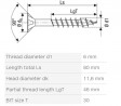 SPAX vis a bois 6x80/46mm tete fraisée TXS,W,4C MH filetage partiel