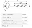 SPAX vis a bois 5x120/69 tete fraisée PZ, W, 4C MH, filetage partiel