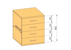 K-BBP conteneur 540/292mm type 8/ver1 tiroir métal extension partielle fermeture