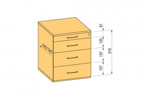 K-BBP conteneur 540/292mm type 2/ver 3 tiroir métal coulisse a sortie totale a t