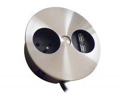 BACHMANN 931.032 prise électrique Twist USB, 1x 230V FR, 2x USB-A, inox