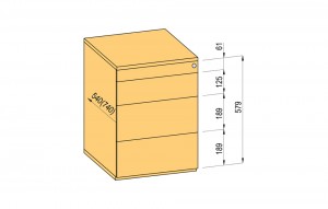 K-BBP conteneur TipAer 540mm type 4/V 11 plastique extension partielle push