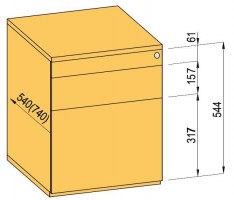 K-BBP conteneur TipAer 540mm typ 5/V 9 métal extension partielle push
