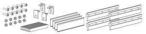 TERNO Vetro 40 jeu de fixations pour portes en verre 12-12,7mm avec couvercles