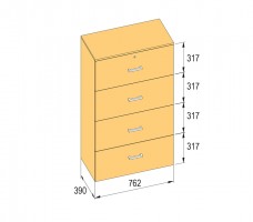 K-BBP fichier type R4 pour largeur int. 762mm/390mm, hauteur 1276mm sans amort.