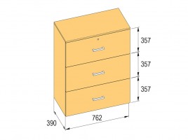 K-BBP classeur type R3 largeur intérieure 762mm/390mm, hauteur 1076mm avec amort