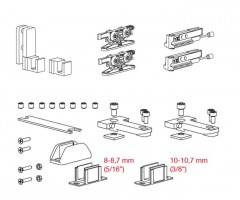 TERNO Vetro 40 Drag ensemble de ferrures pour porte verre 80kg avec absorbeur
