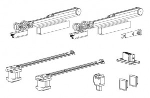 TERNO Evolution ensemble de ferrures, porte coulissante int. 80kg, 2x amortisseu