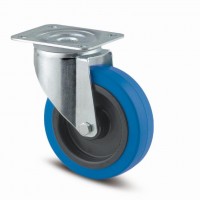 TENTE roulette pivotante 3470 bande souple o 100mm sans frein bleue