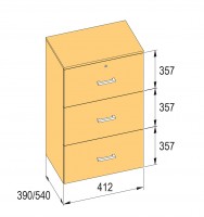 K-BBP kartotéka type R3 pour largeur int. 412mm/540mm, hauteur 1076mm sans amort