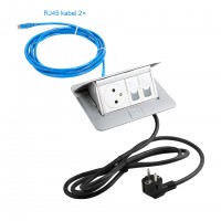 LEGRAND Pop-up v2, 1 x prise électrique 230 V, 2 x data RJ45, alu